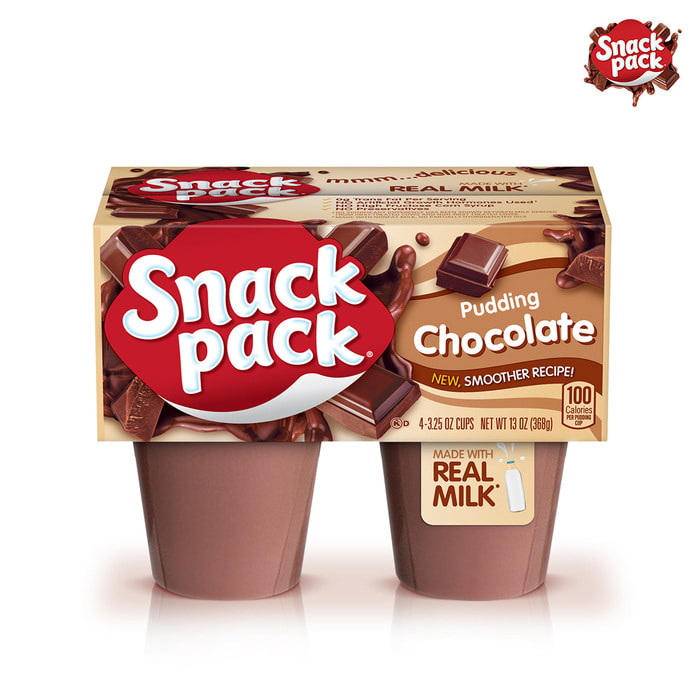 Snack Pack 초콜릿 푸딩 4개입 찍어먹는 소스