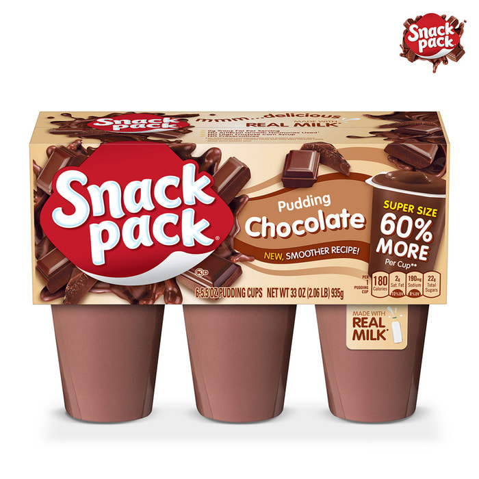 Snack Pack 초코 초콜릿 푸딩 6개입 과자소스